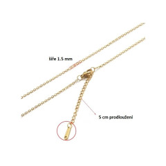 Ocelový řetízek tenký s prodloužením 1MM/35/45CM (2)