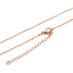 Ocelový řetízek tenký s prodloužením 1.5MM/45CM ROSEGOLD
