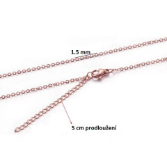 Ocelový řetízek tenký s prodloužením 1.5MM/45CM (2)